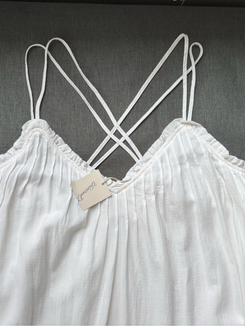 NWT White Tiered Ruffle Spaghetti Strap Sundress - Picture 9 of 13